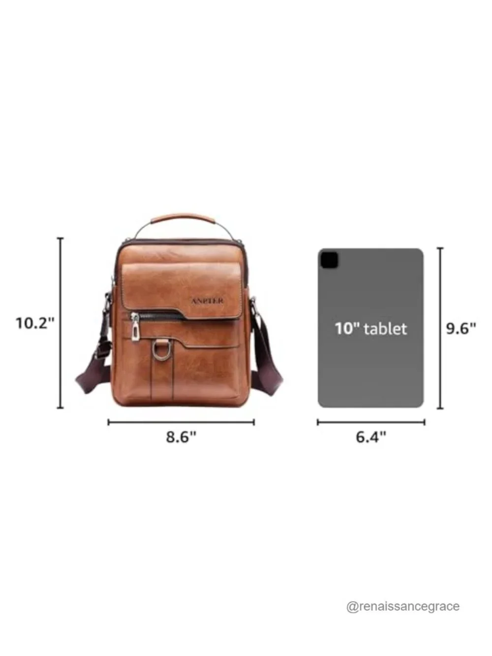 Men's PU Leather Messenger Bag Crossbody Shoulder Satchel with Adjustable Strap